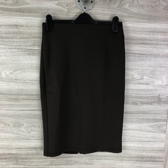 Catherine Malandrino Women's Exposed Zipper Slim Skirt In Chocolate Ale - Picture 3 of 8